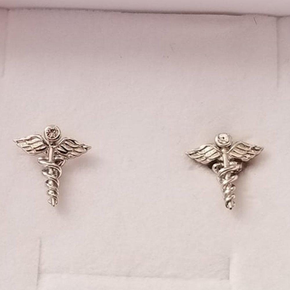 AOBOCO S925 Silver Medical Nursing Earrings Swarovski Crystal